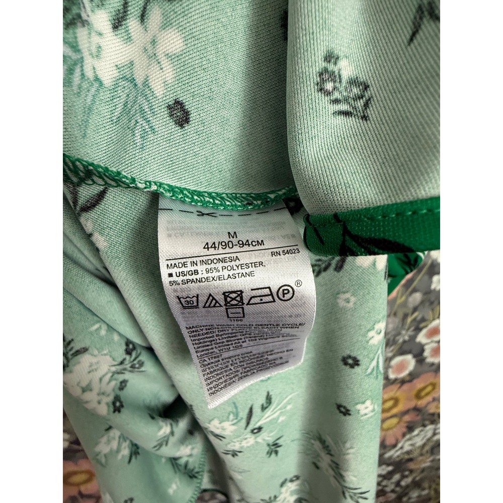Banana Republic Green Floral Square Neck Flutter Sleeve Midi Dress Size M - Picture 8 of 9